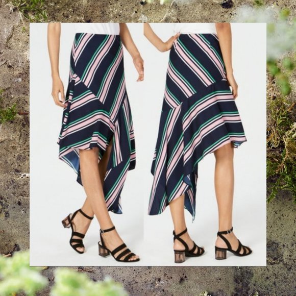 Bar III Dresses & Skirts - NWT $165 Bar III  Striped Asymmetrical Swing Skirt